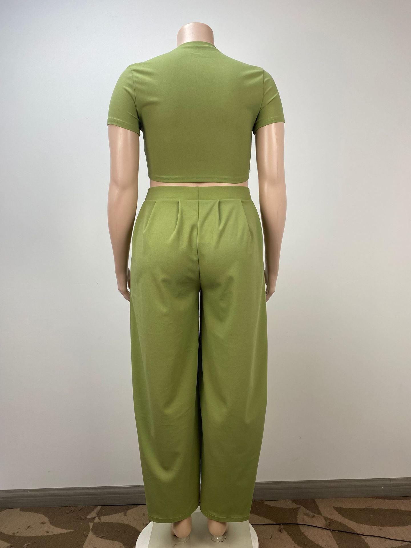 Plus Size Popular Comfortable Casual Solid Color Summer Essential Two Piece Set