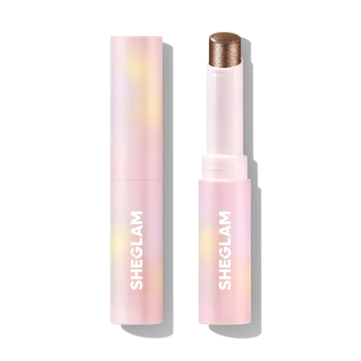 SHEGLAM Crystal Jelly Glaze Stick Eye Shadow Stick Eyeliner Brightener Pencil Crayon with Brush Easy to Blend Long Lasting Shimmer Eyeshadow-Rosy Gem