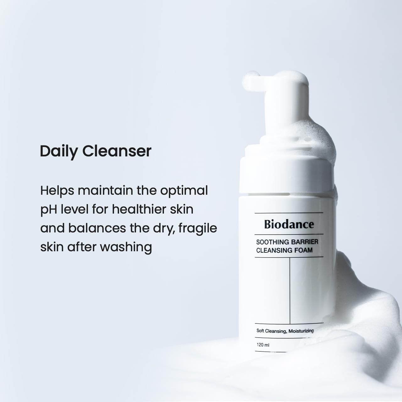 BIODANCE Soothing Barrier Cleansing Foam, Micro Bubble Foam, Gentle & Mild Face Cleanser | 4.06 fl.oz, 120ml
