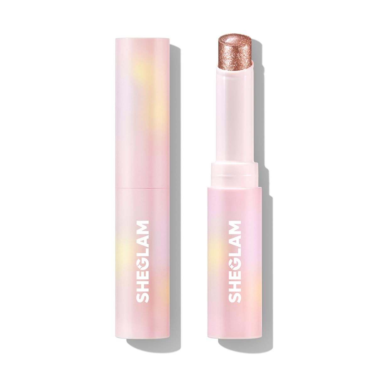 SHEGLAM Crystal Jelly Glaze Stick Eye Shadow Stick Eyeliner Brightener Pencil Crayon with Brush Easy to Blend Long Lasting Shimmer Eyeshadow-Rosy Gem