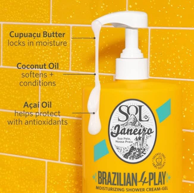 SOL DE JANEIRO Brazilian Play Moisturizing Shower Cream-Gel Body Wash - Premium Body Cleanser - Hydrating for Soft Skin