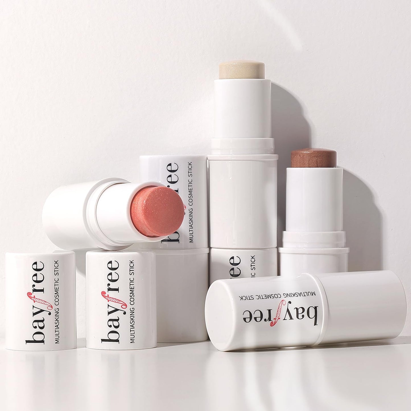 3 PCS Makeup Cream Contour Stick Set, Highlighter Stick & Bronzer Stick & Blush Stick, Long Lasting, Natural Face Contour, Dewy & Matte Finish, Multi Stick Trio for All Skin