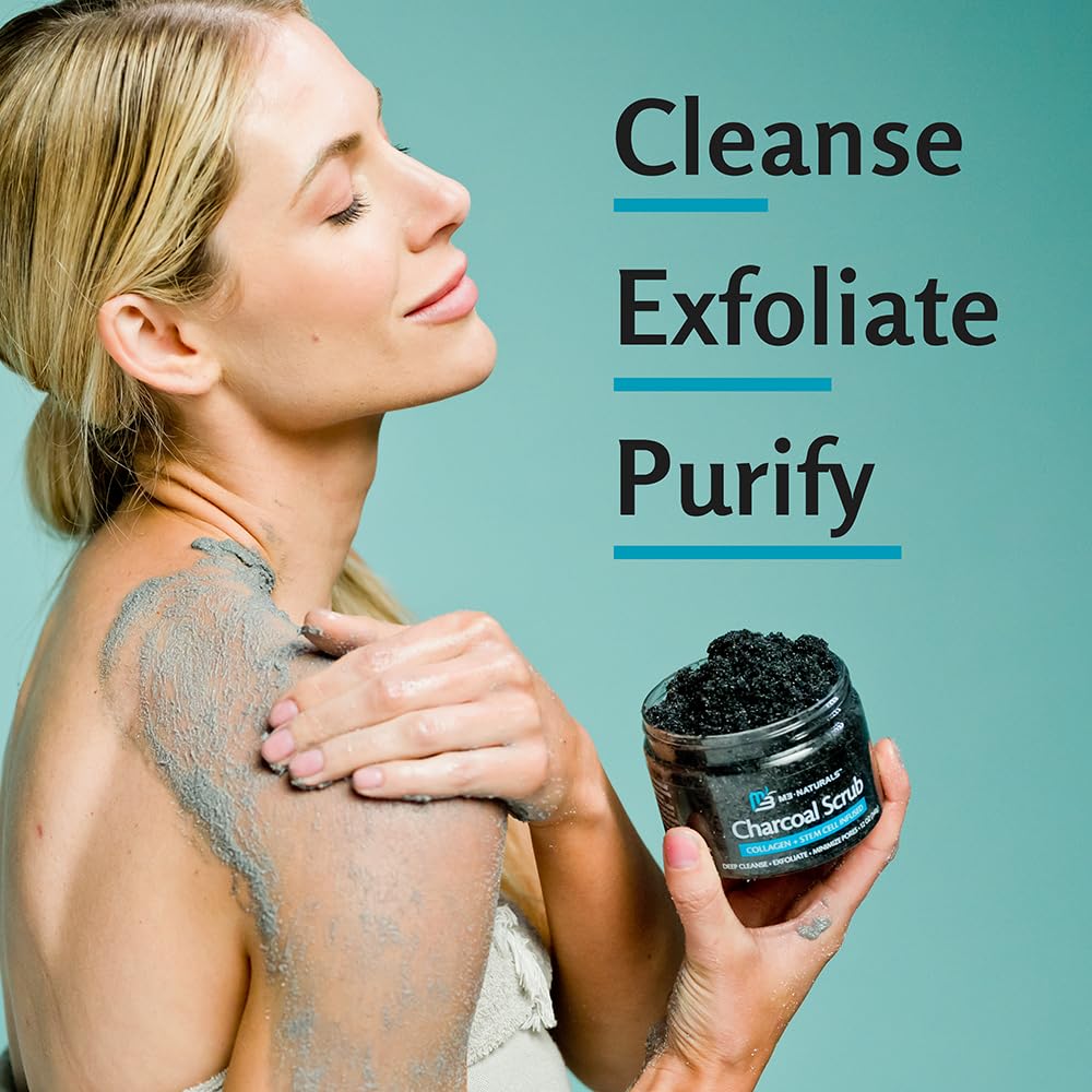 Arabica Coffee Scrub for Hands, Feet, and Body, Exfoliating Scrub with Collagen and Stem Cells, Face Cleanser for Cellulite, Fine Lines, and Stretch Marks by M3 Naturals (1 Pack)