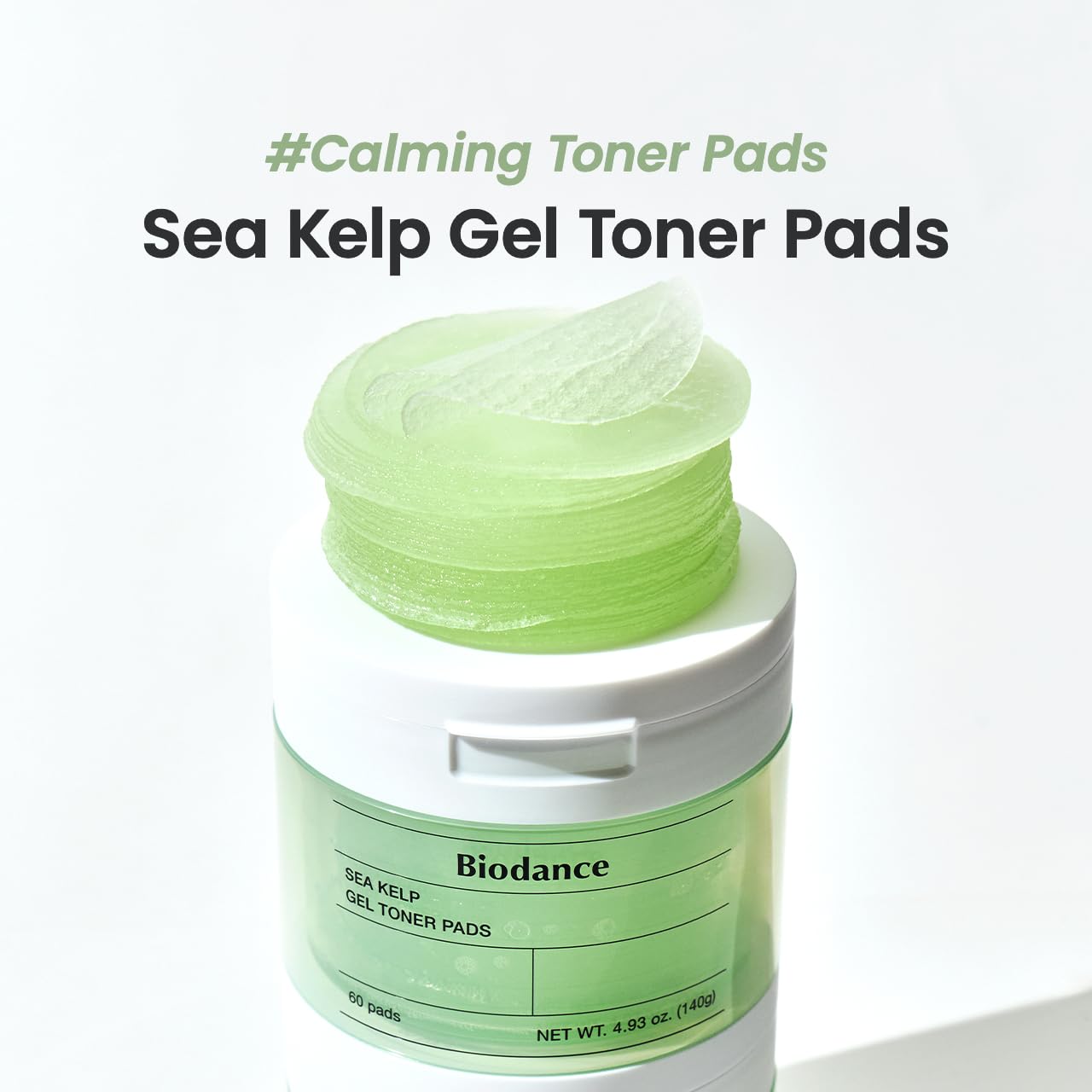 BIODANCE Sea Kelp Day & Night Gel Duo: Sea Kelp Hydrogel Mask & Sea Kelp Gel Toner Pads, Calming & Soothing, Sebum Control for Sensitive Skin, Oily Skin, 4 Masks + 60 Pads