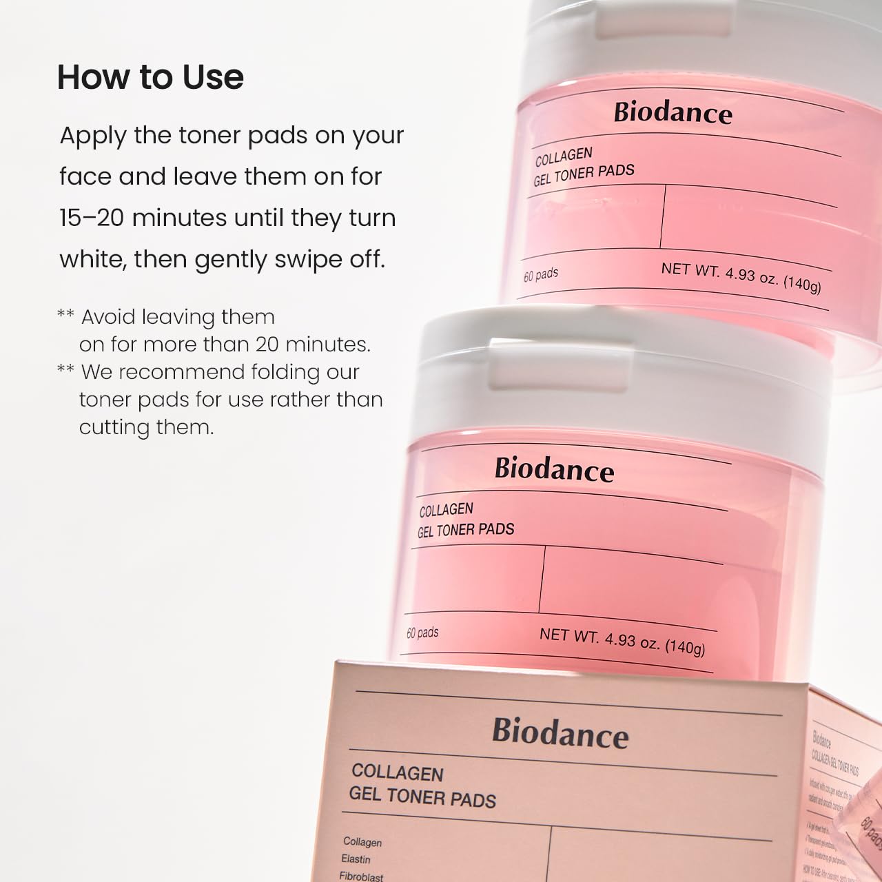 Biodance Collagen Gel Toner Pads, Pore Minimizer for Face, Improving Elasticity, Gentle Exfoliating Korean Toner Pads for Sensitive Skin, 4.93 fl.oz.(140g)*60Pads