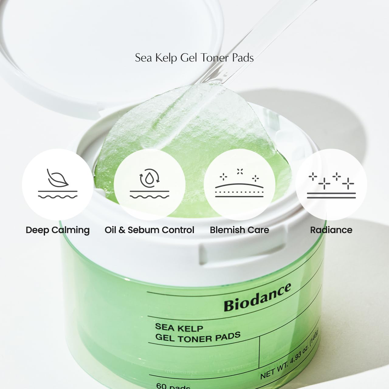 BIODANCE Sea Kelp Day & Night Gel Duo: Sea Kelp Hydrogel Mask & Sea Kelp Gel Toner Pads, Calming & Soothing, Sebum Control for Sensitive Skin, Oily Skin, 4 Masks + 60 Pads