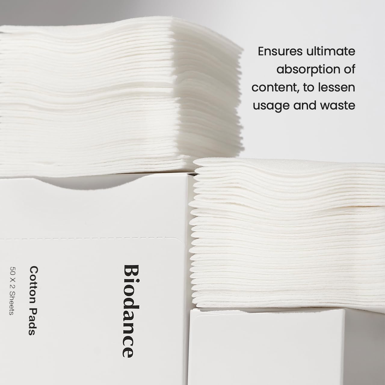Biodance Cotton Pads, Soft and Thin Square Cotton Pads for Face Toner, Makeup Remover and Facial Cleansing | 50 x 2 Sheets