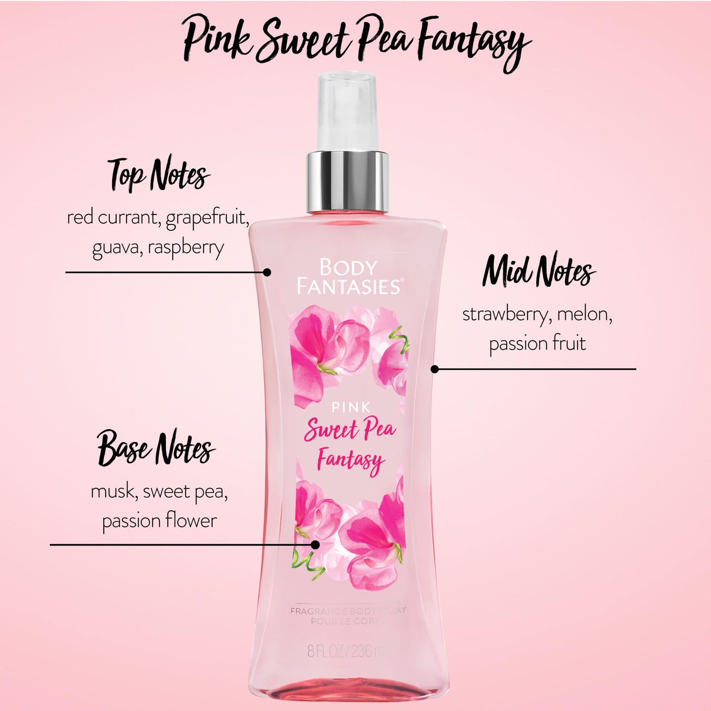 Body Fantasies Signature Fragrance Body Spray, Fresh White Musk, 8 Fluid Ounce