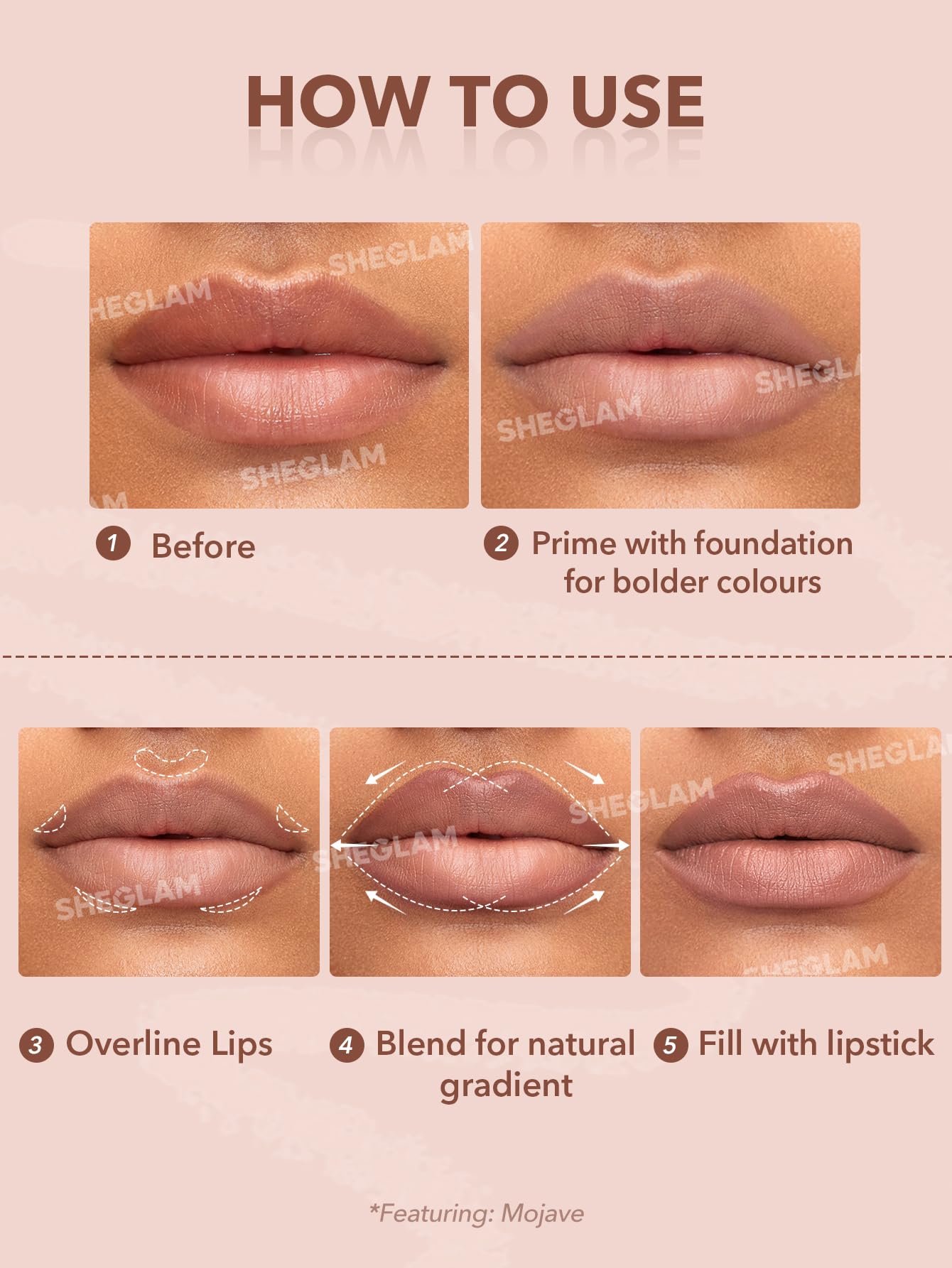 SHEGLAM Lip Liner Creamy Matte Pencil High Pigment Not Easy to Fade Silky Smooth Matte Contour Tint Lip Makeup-Neutral