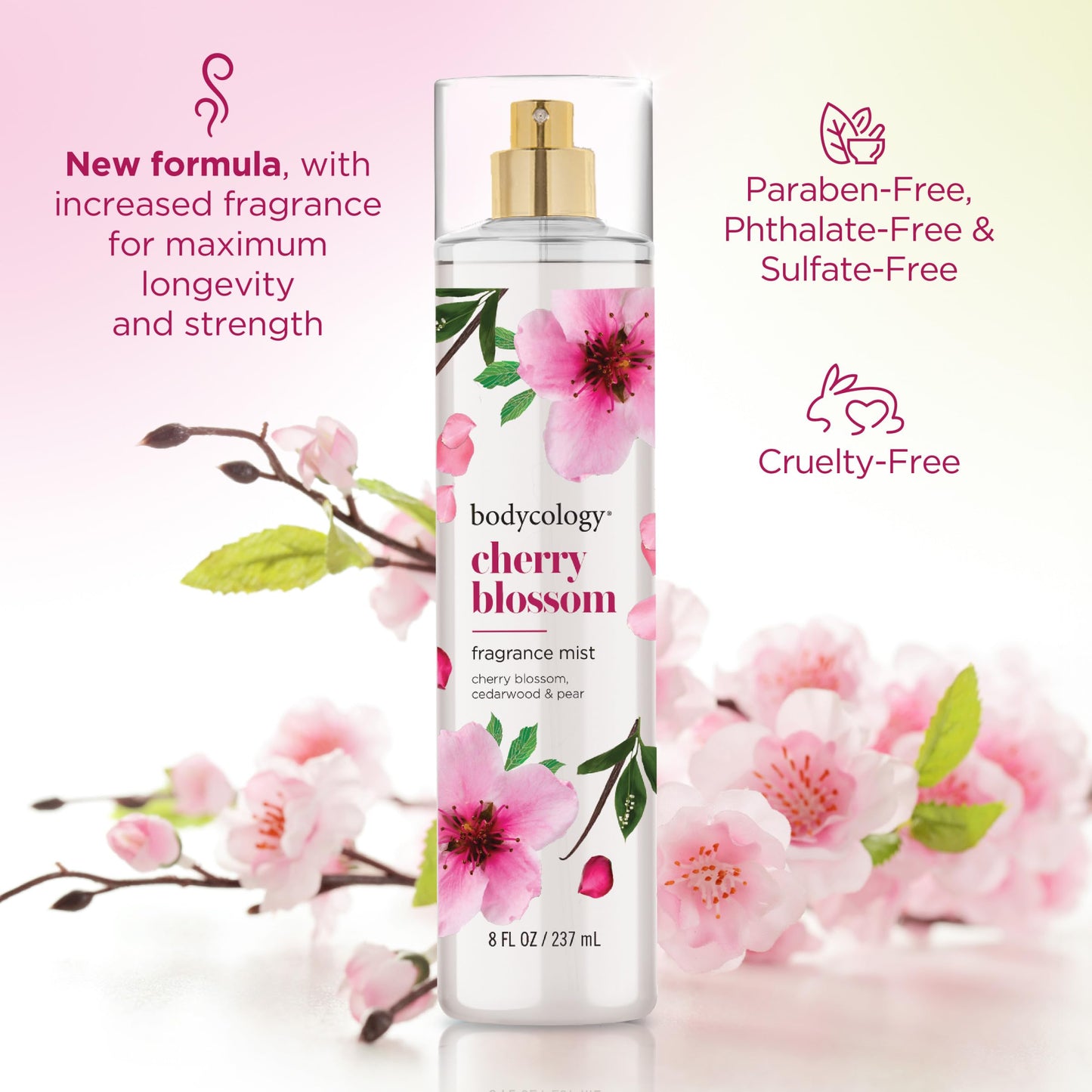 Bodycology Long-Lasting Fragrance Body Mist, Strawberry Cheesecake, 8 fl oz