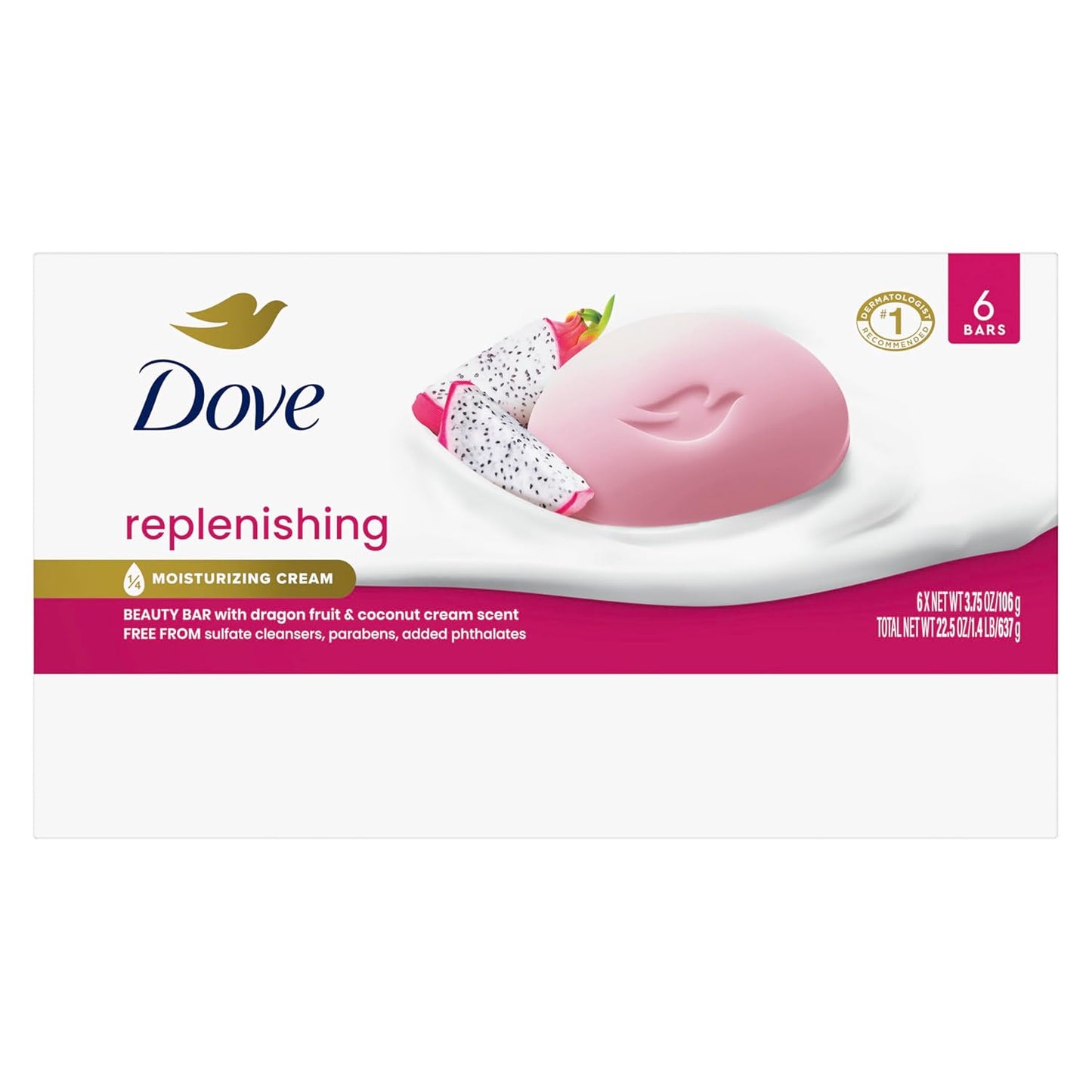Dove Bar Soap 6 Count Dragon Fruit for Deep Nourishment for Calm, Replenished Skin 3.75 oz