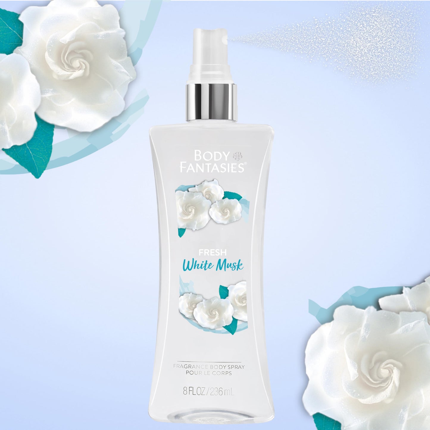 Body Fantasies Signature Fragrance Body Spray, Fresh White Musk, 8 Fluid Ounce