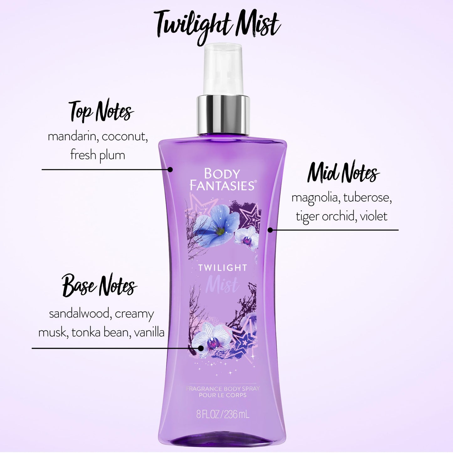 Body Fantasies Signature Fragrance Body Spray, Fresh White Musk, 8 Fluid Ounce