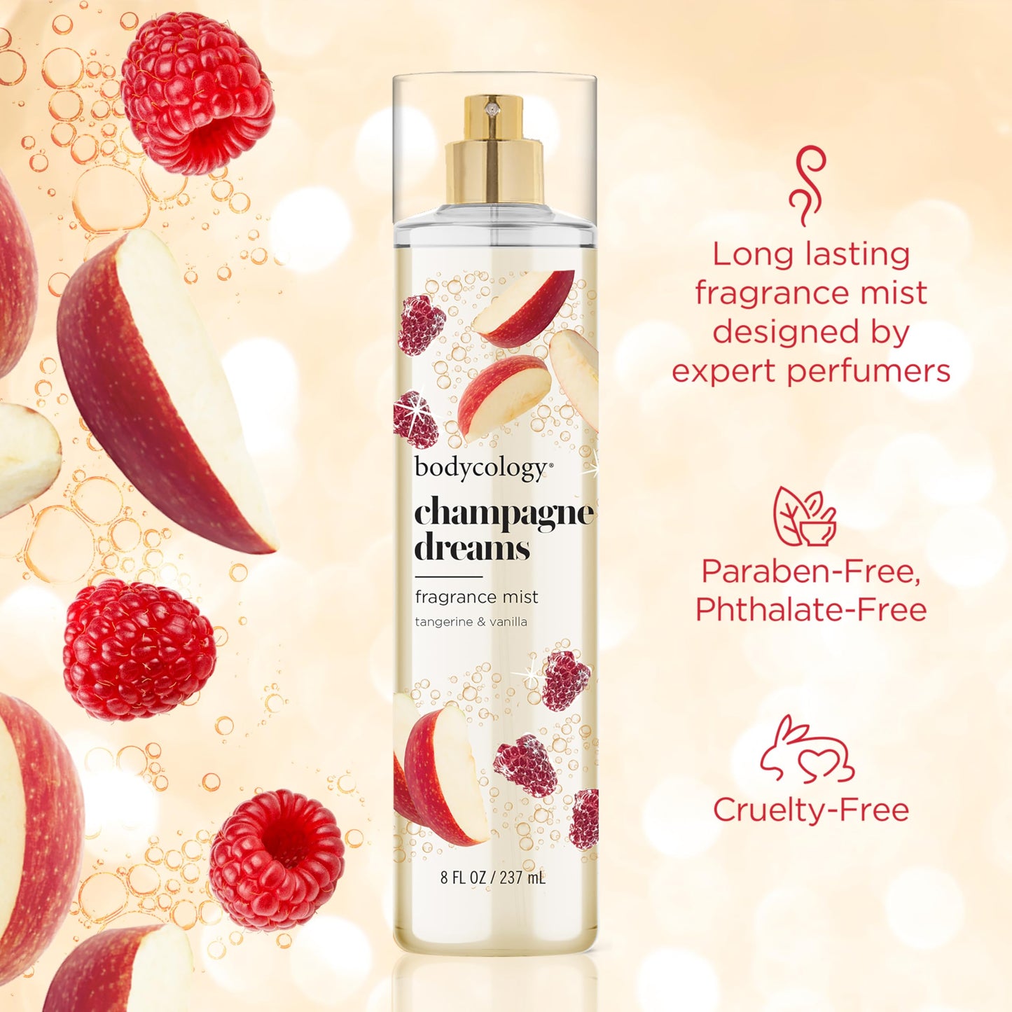Bodycology Long-Lasting Fragrance Body Mist, Strawberry Cheesecake, 8 fl oz