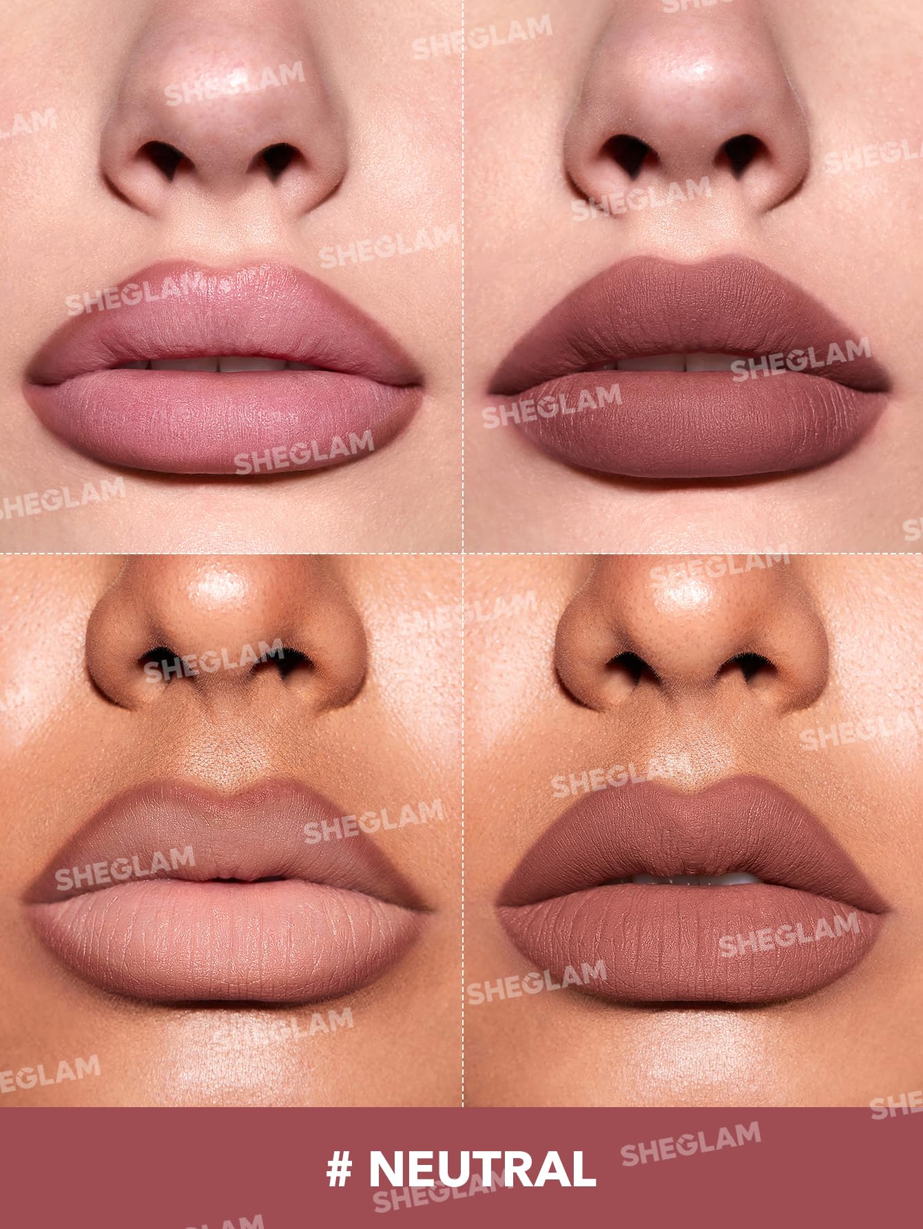 SHEGLAM Lip Liner Creamy Matte Pencil High Pigment Not Easy to Fade Silky Smooth Matte Contour Tint Lip Makeup-Neutral