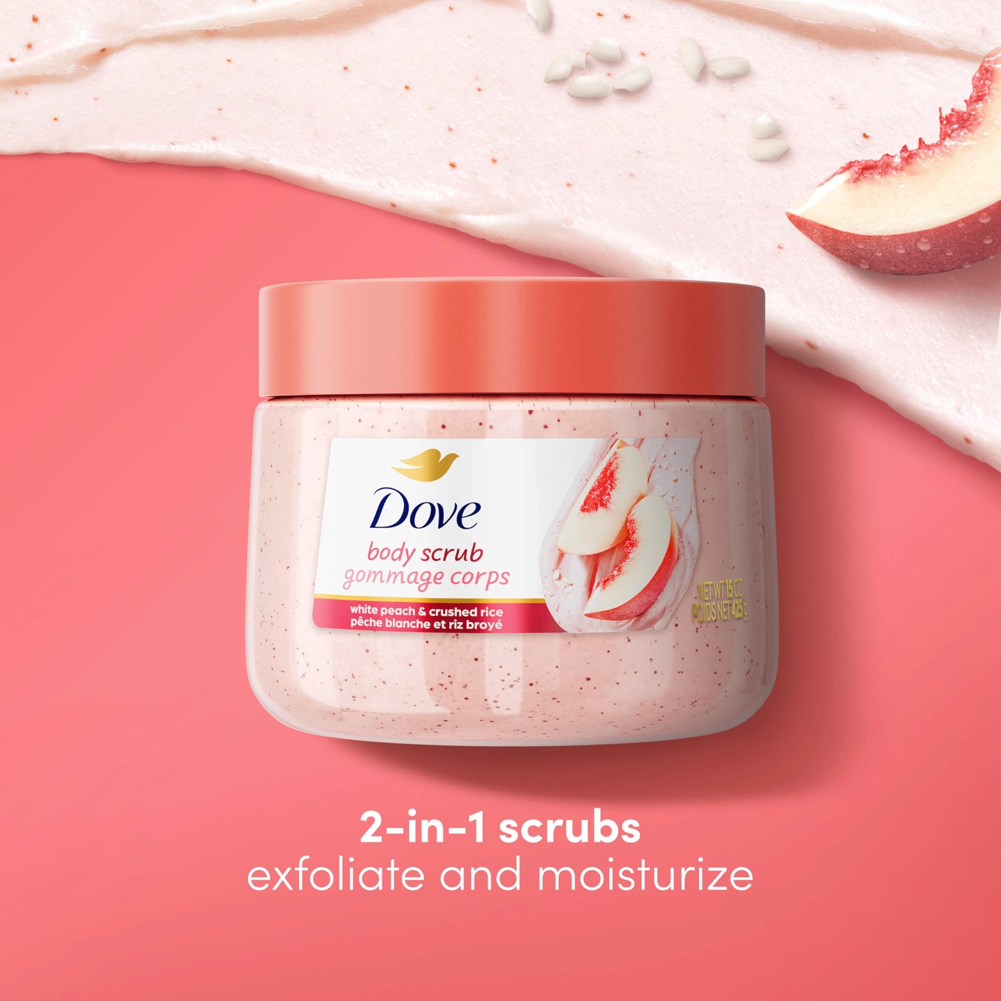 Dove Body Scrub Dragon Fruit & Coconut Cream Body Scrub Exfoliates and Deeply Nourishes for Smooth, Radiant Skin 15 oz