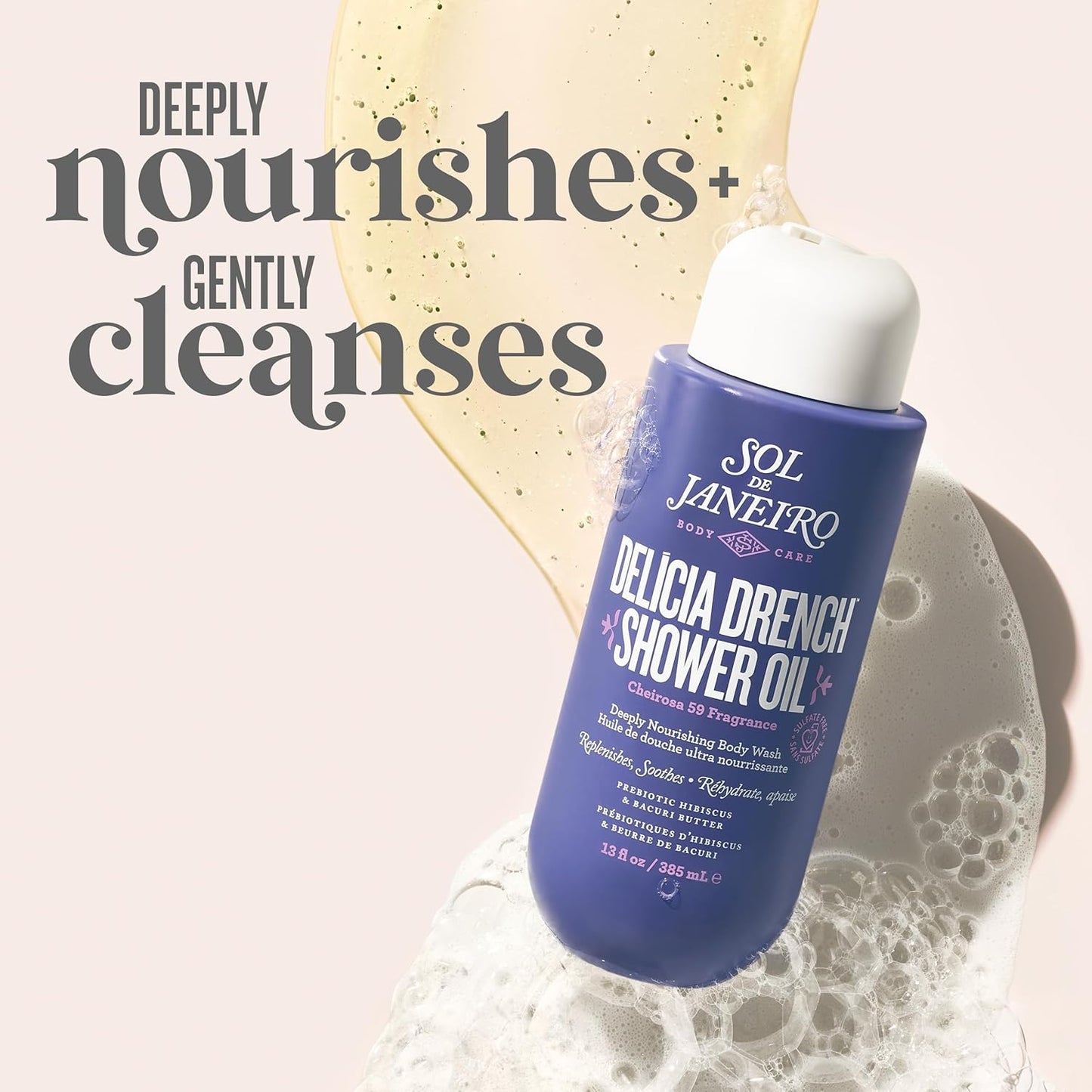 Sol de Janeiro Moistuizing Shower Duo | Delicia Drench Shower Oil & Beija Flor Elasti Body Wash | Cheirosa 59 & 68 | 13 fl oz. | Amazon Exclusive