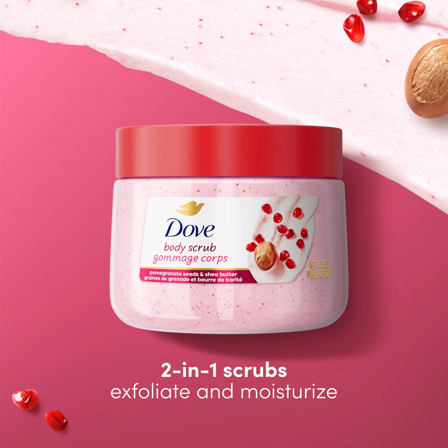 Dove Body Scrub Dragon Fruit & Coconut Cream Body Scrub Exfoliates and Deeply Nourishes for Smooth, Radiant Skin 15 oz