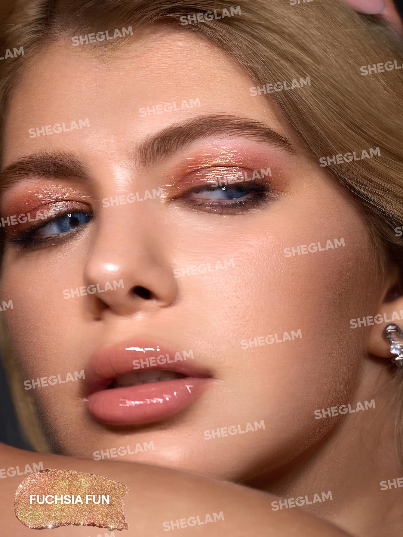 SHEGLAM Crystal Jelly Glaze Stick Eye Shadow Stick Eyeliner Brightener Pencil Crayon with Brush Easy to Blend Long Lasting Shimmer Eyeshadow-Rosy Gem