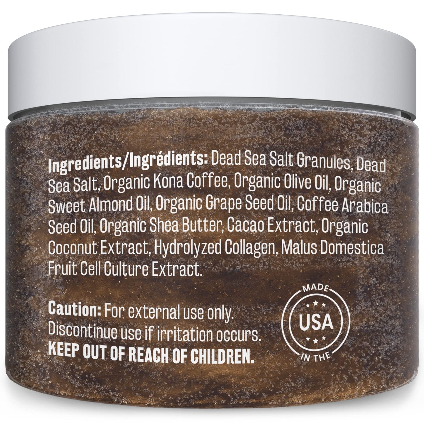Arabica Coffee Scrub for Hands, Feet, and Body, Exfoliating Scrub with Collagen and Stem Cells, Face Cleanser for Cellulite, Fine Lines, and Stretch Marks by M3 Naturals (1 Pack)