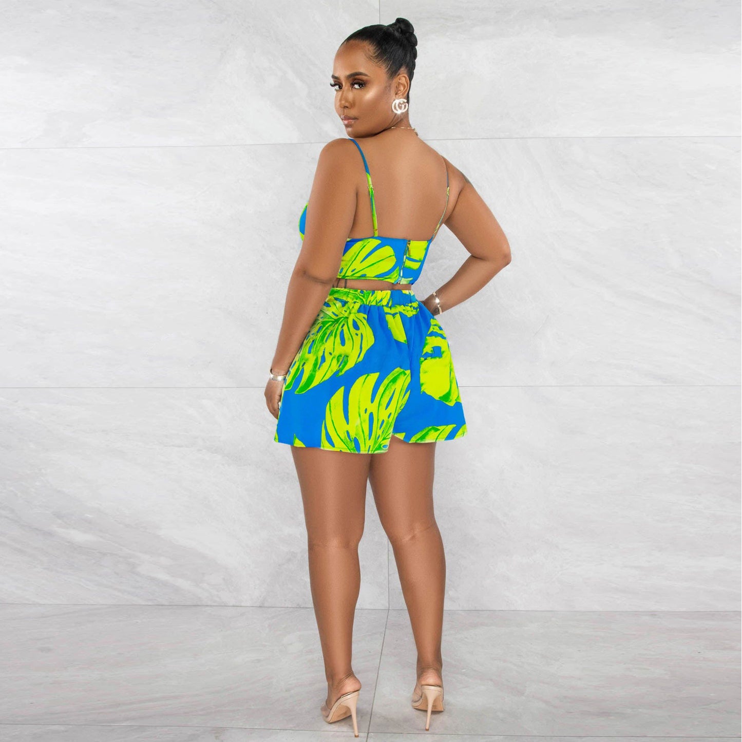 Sexy Printed Coat Three Piece Set