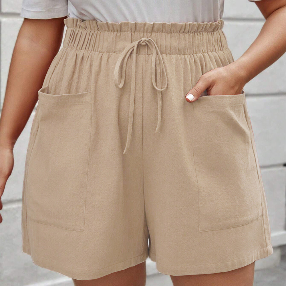 Beige Comfy Waist Casual Shorts