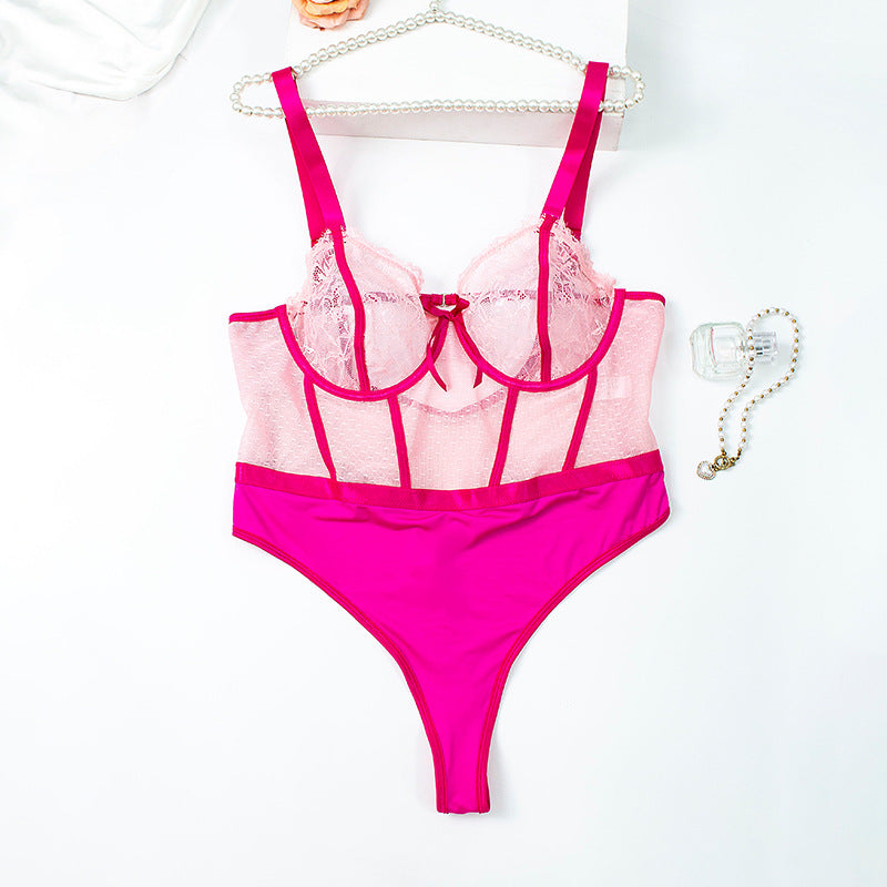 Pink Mesh Illusion Bodysuit