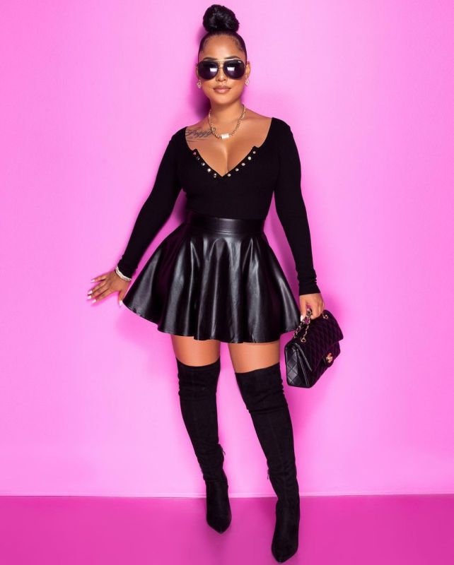 Voidsy leather swing women's half mini skirt