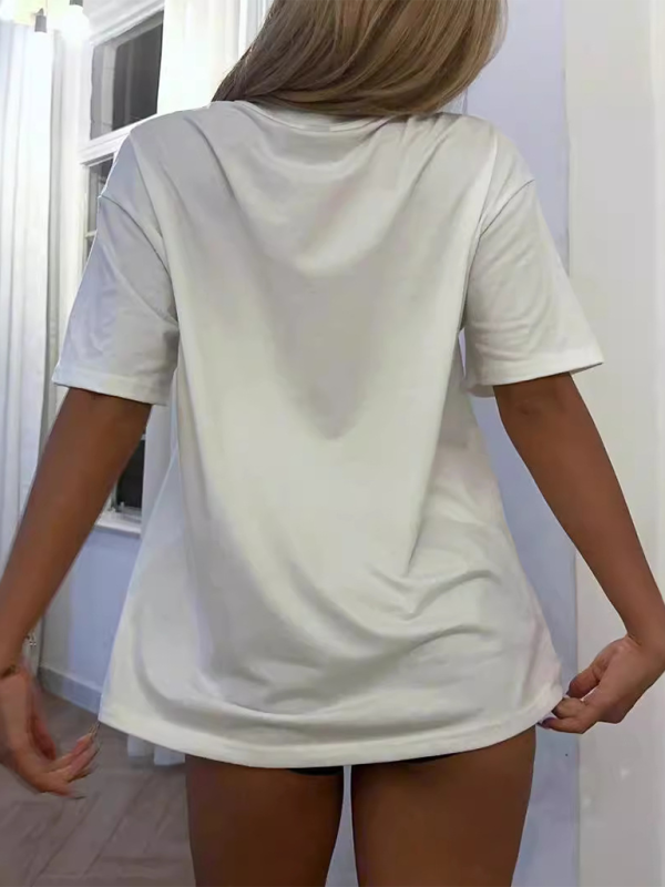 Fashion Lip Printed Round Neck T-Shirt