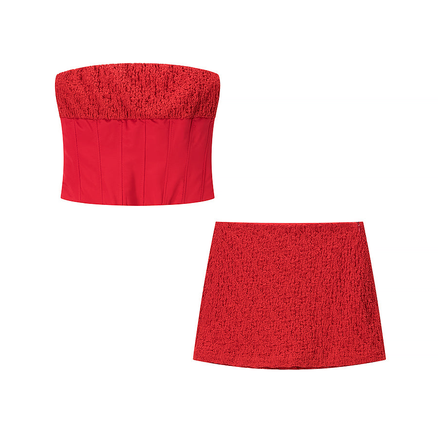 Women Clothing Summer Sexy Tube Top Boning Corset Short Top Mini Skirt