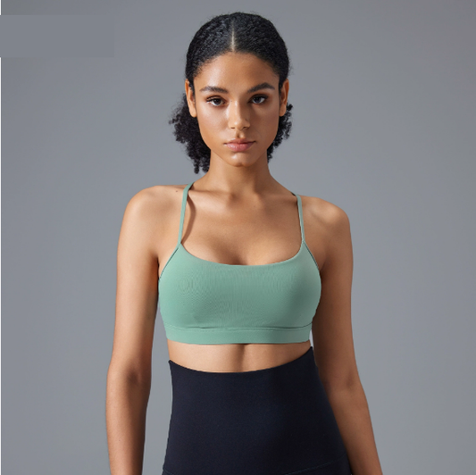 Adjustable Shoulder Strap Beauty Back Exercise Underwear Women Running Shockproof Workout Bra Nude Feel Yoga