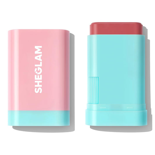 SHEGLAM Glass Glow Blush Stick Cream for Cheek and Lip, Waterproof Hydrating Tinted Solid Moisturizer Blendable Natural Grow Nude Face Blush Makeup-Stunner