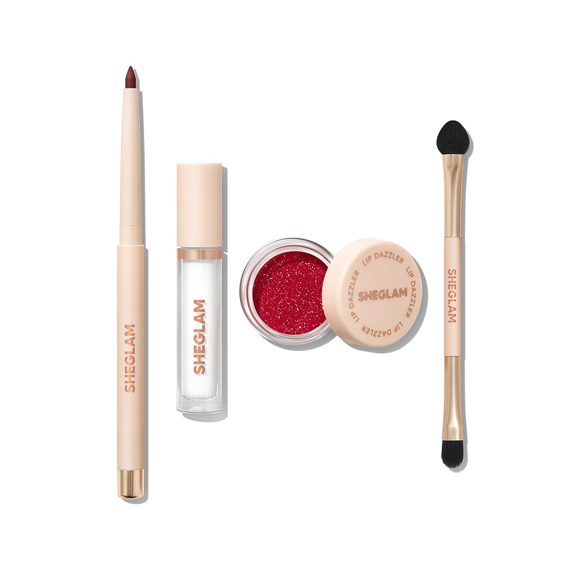 SHEGLAM Lip Dazzler Glitter Kit Long-Lasting Glitter Lip Gloss Sexy Super Stay Non-Sticky Shiny Liquid Kit Lipstick Y2K-Center Stage