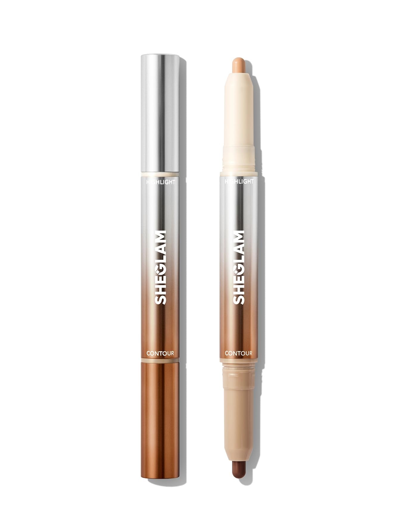 SHEGLAM Fine Line 2-In-1 Nose Contour & Highlight Pen Long Lasting Waterproof Cream Bronzer & Highlight Sticks-Umber