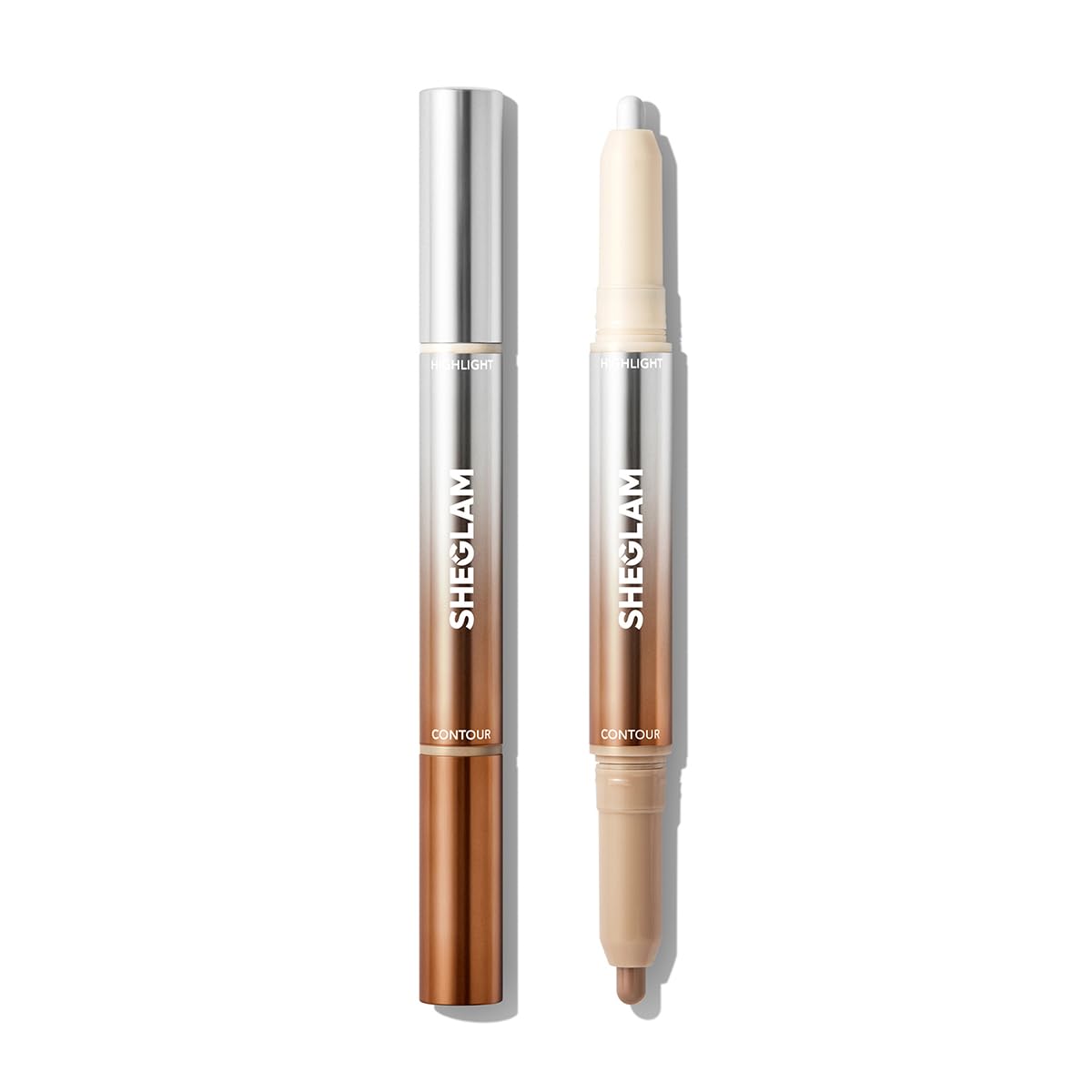 SHEGLAM Fine Line 2-In-1 Nose Contour & Highlight Pen Long Lasting Waterproof Cream Bronzer & Highlight Sticks-Umber