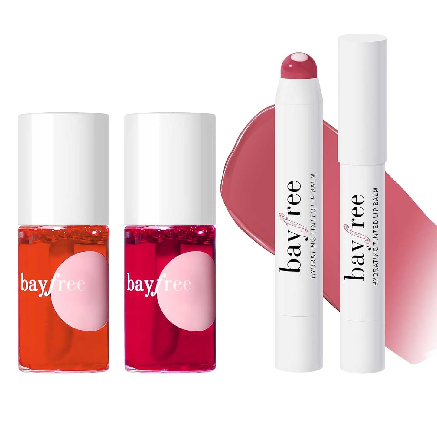 Lip Tint Stain Set Long Lasting Waterproof, Lightweight, Non-sticky, Transfer-Proof & Hydrating Tinted Lip Balm, Natural Gloss Finish, Lightweight
