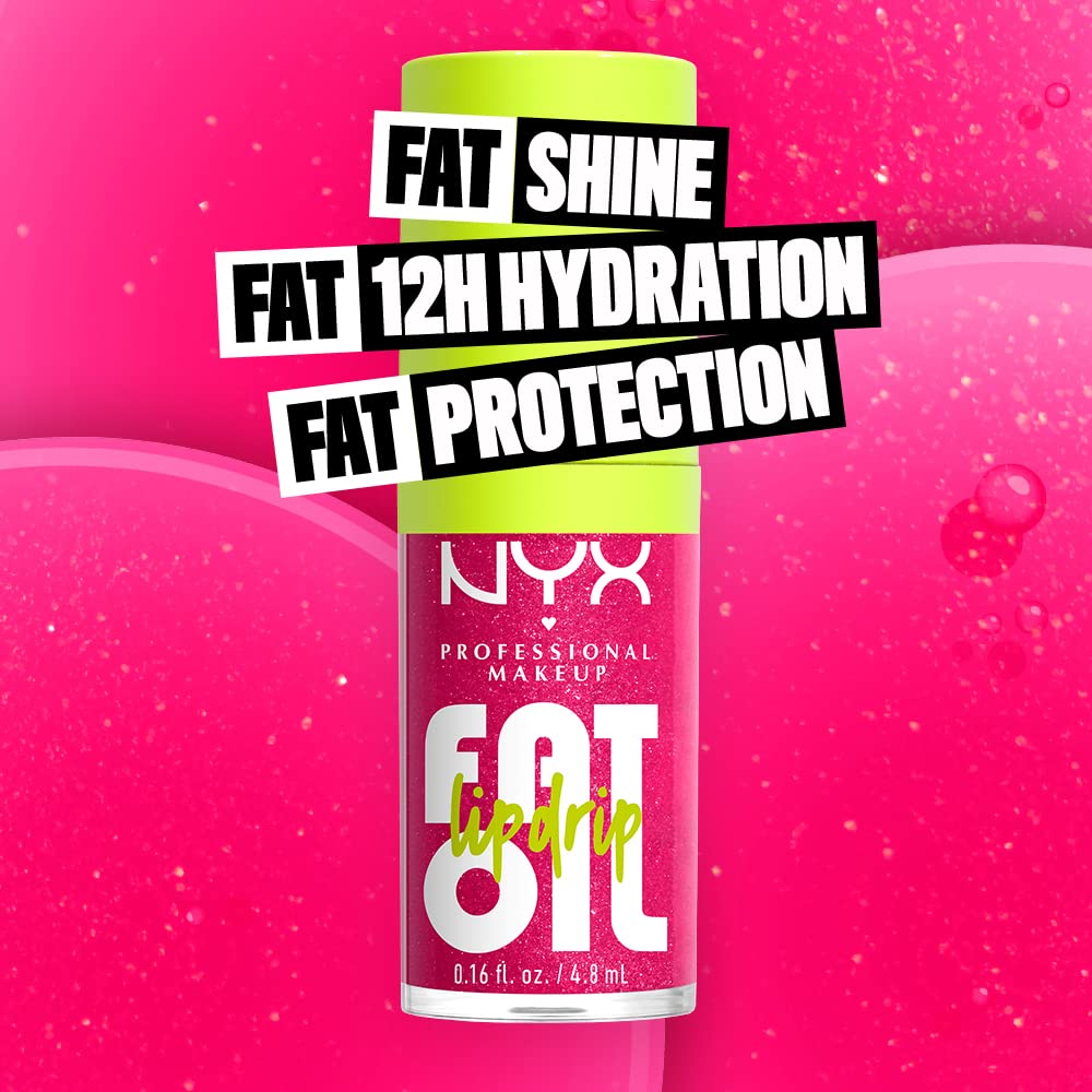 NYX PROFESSIONAL MAKEUP Fat Oil Lip Drip, Moisturizing Lip Oil Gloss, Vegan Tinted Formula, Up to 12 HR Hydration - Missed Call (Sheer Pink)