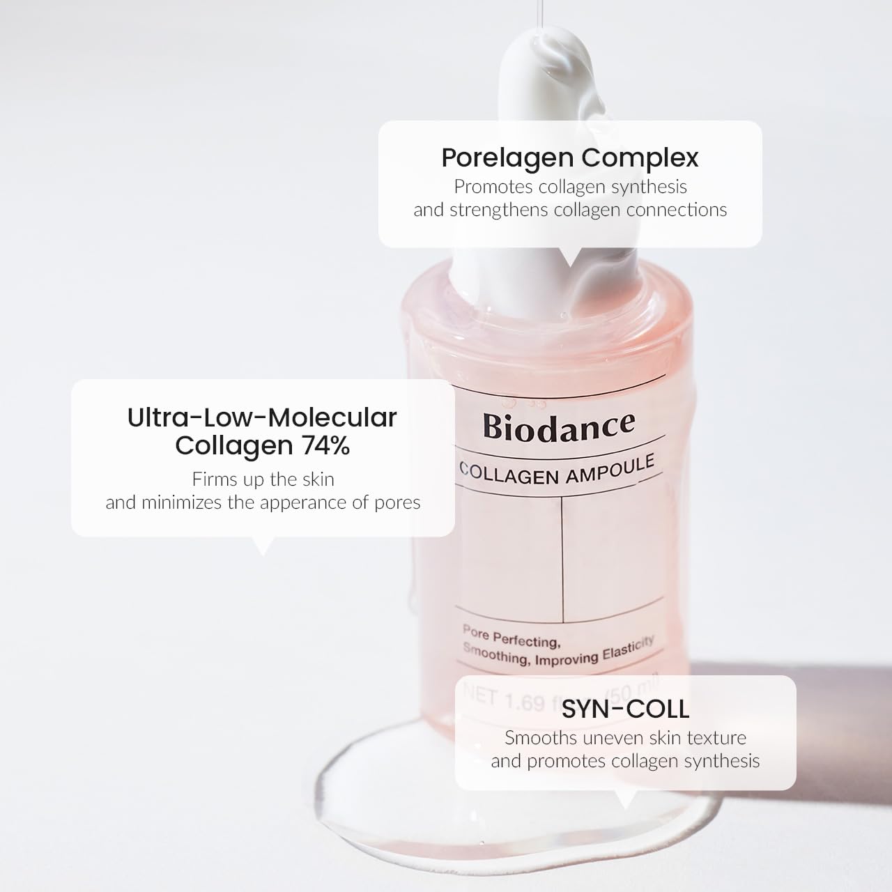 Biodance Collagen Ampoule | Korean Collagen Serum for Face, Pore Minimizing & Anti Aging Face Serum for Women | 1.69 fl. oz x 1 ea