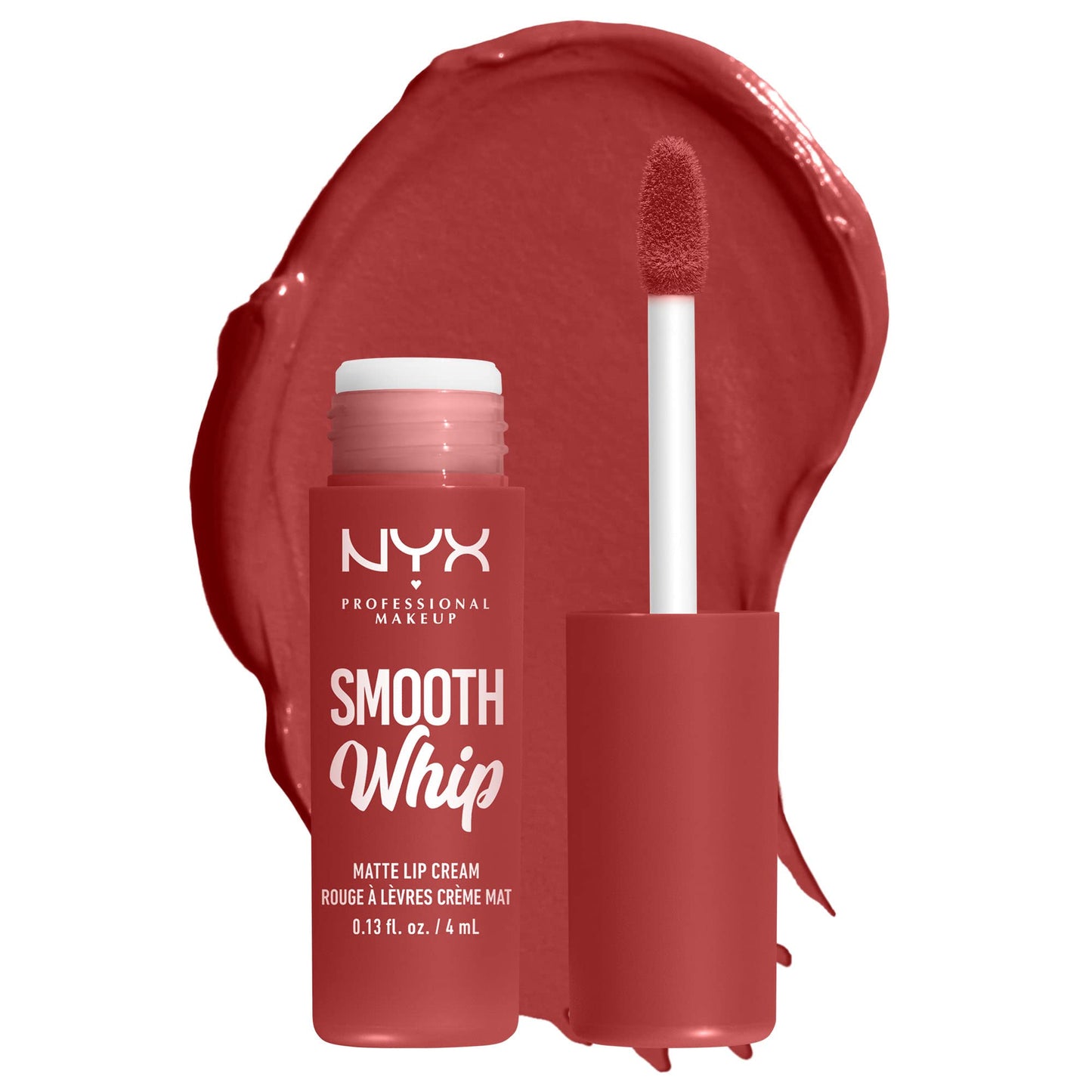 NYX PROFESSIONAL MAKEUP Smooth Whip Matte Lip Cream, Long Lasting, Moisturizing, Vegan Liquid Lipstick - Chocolate Mousse (Deep Red Brown)