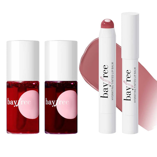 Lip Tint Stain Set Long Lasting Waterproof, Lightweight, Non-sticky, Transfer-Proof & Hydrating Tinted Lip Balm, Natural Gloss Finish, Lightweight