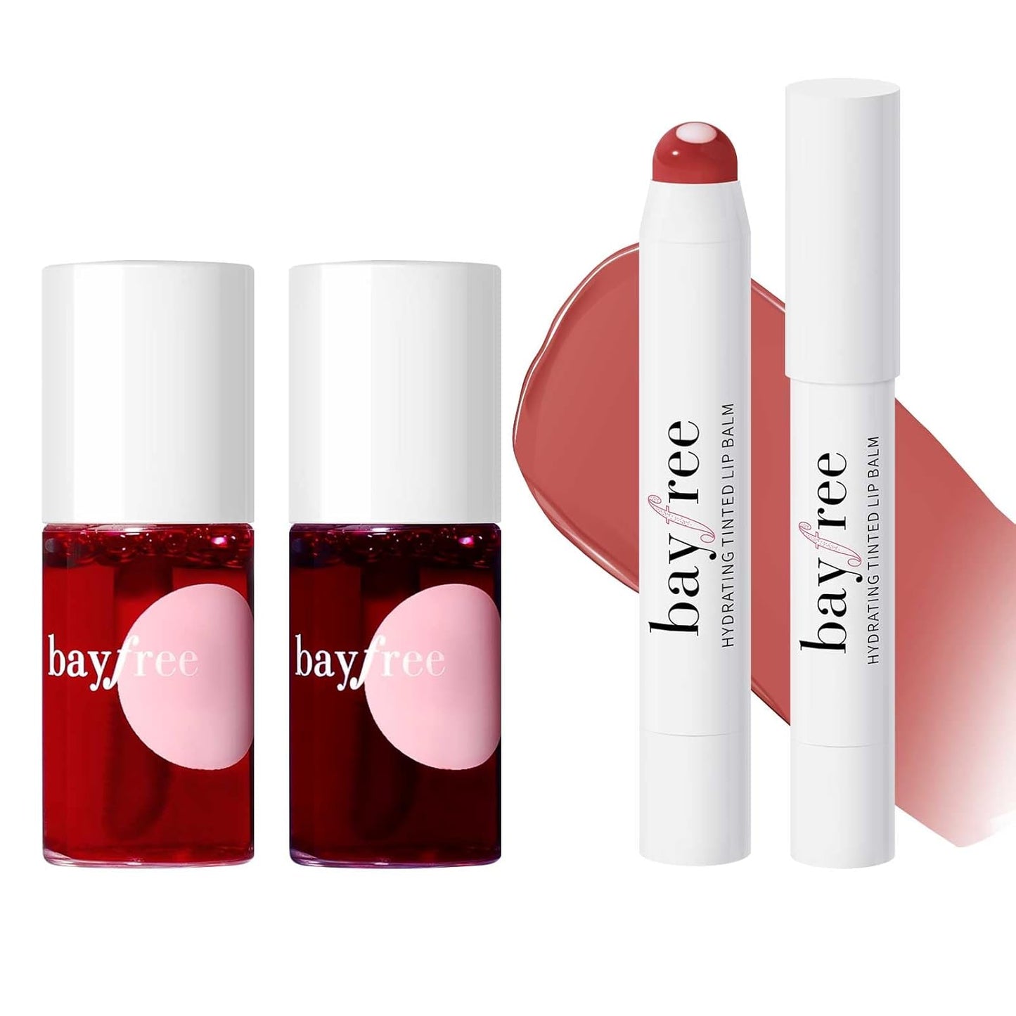 Lip Tint Stain Set Long Lasting Waterproof, Lightweight, Non-sticky, Transfer-Proof & Hydrating Tinted Lip Balm, Natural Gloss Finish, Lightweight