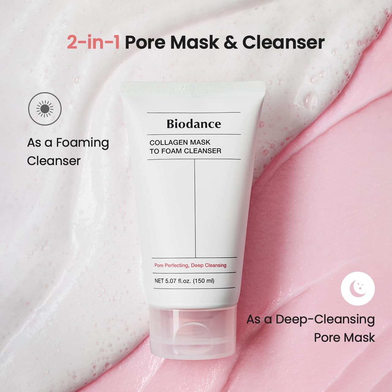 BIODANCE Collagen Cleansing Duo – 2-in-1 Pore Mask to Foam Cleanser & Gentle Cleansing Oil, Hydrating Facial Wash and Makeup Remover for Sensitive Skin, Oily Skin, 5.07 + 6.76 fl. oz.