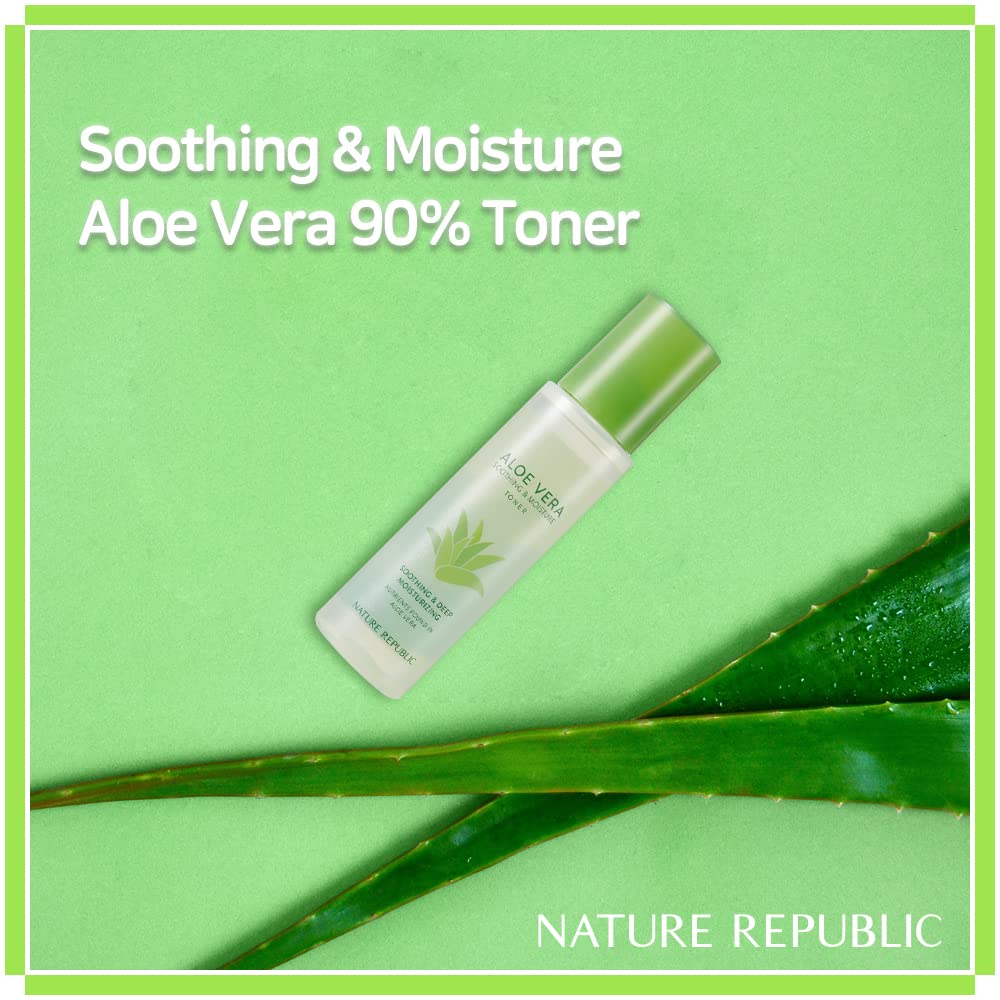 Nature Republic Mild & Moisture Aloe Vera Toner Quick Hydration & fast absorbing non-sticky texture, Aftersun & Aftershave,Moisturizing Face Skin & Hair,korean skin care All Skin Types 150ml/5.24oz