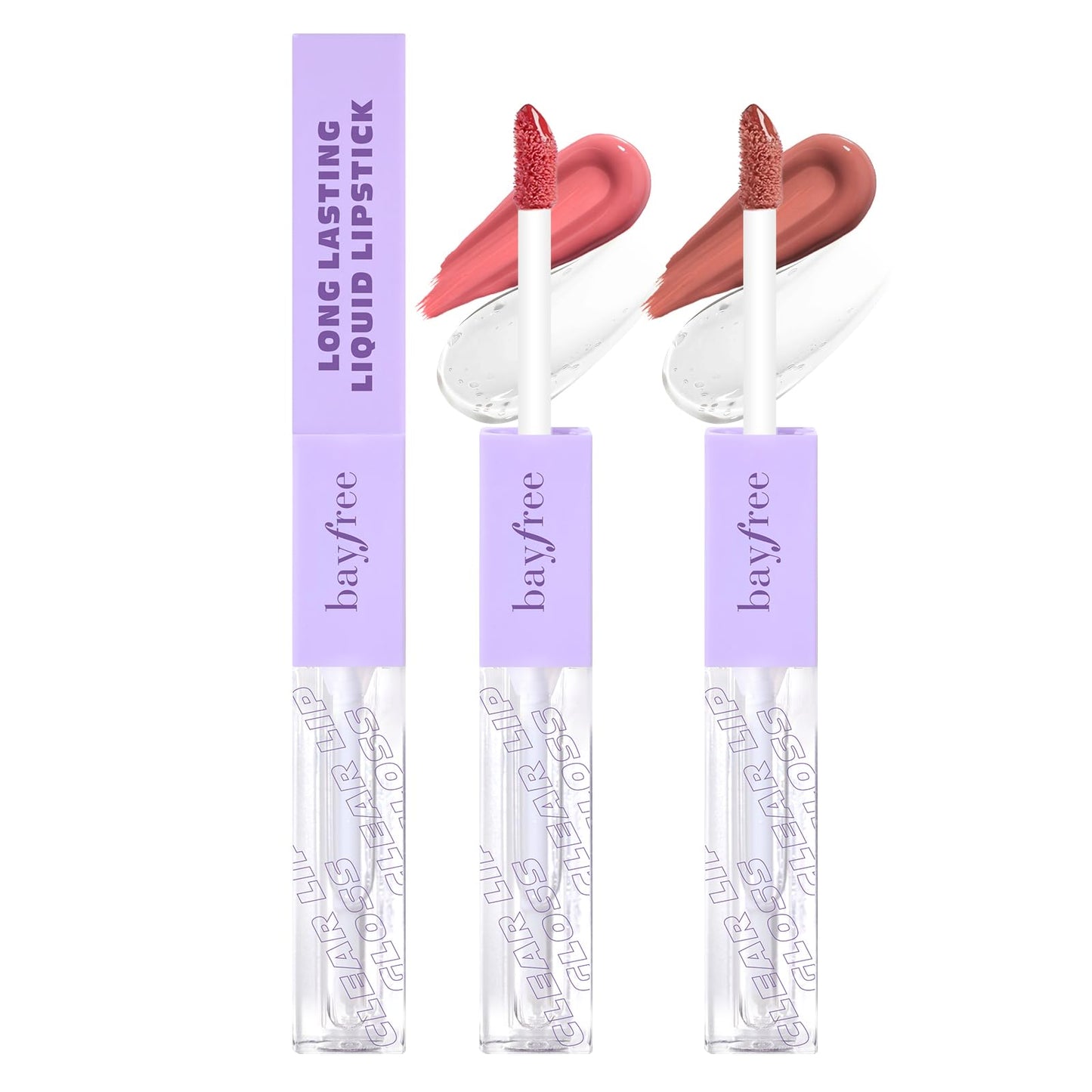 Long Lasting Liquid Lipstick with Clear Lip Gloss Set, High Pigment and Shine Lip Stain, Waterproof, Kiss-Proof, Up to 24H Wear, 0.15 Fl oz (Nude Rose Gold)