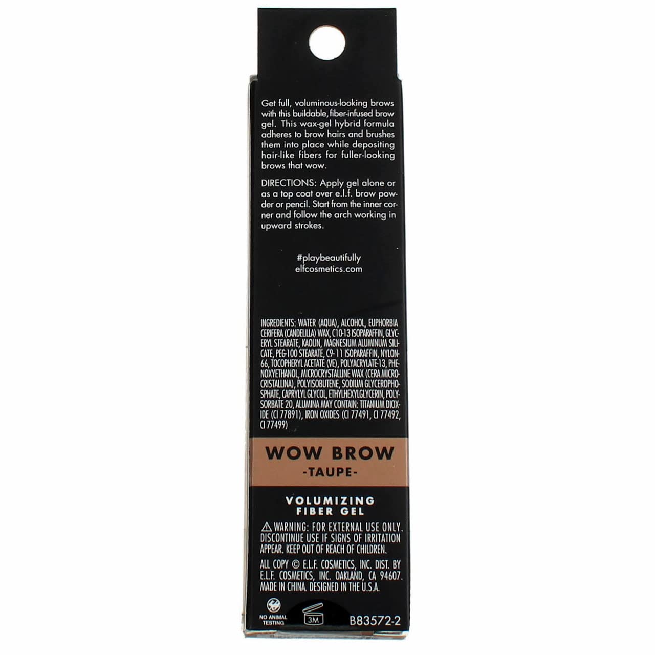e.l.f., Wow Brow Gel, Volumizing, Buildable, Wax-Gel Hybrid, Creates Full, Voluminous-Looking Brows, Locks Brow Hairs In Place, Neutral Brown, Fiber-Infused, 0.12 Oz