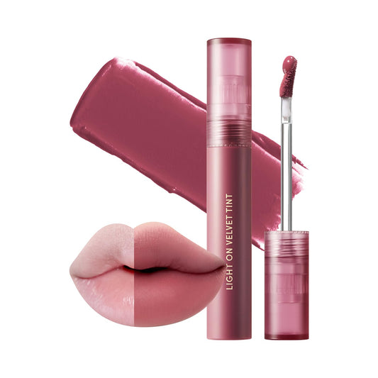 Nature Republic Light on Velvet Tint (05 MOOD FIG), Liquid Lipstick, lip tint, Blur effect, lip& cheek, nude lip,Soft Creamy Matte Finish Lip, Velvety, lip stain, High Pigment, Korean Lip Makeup