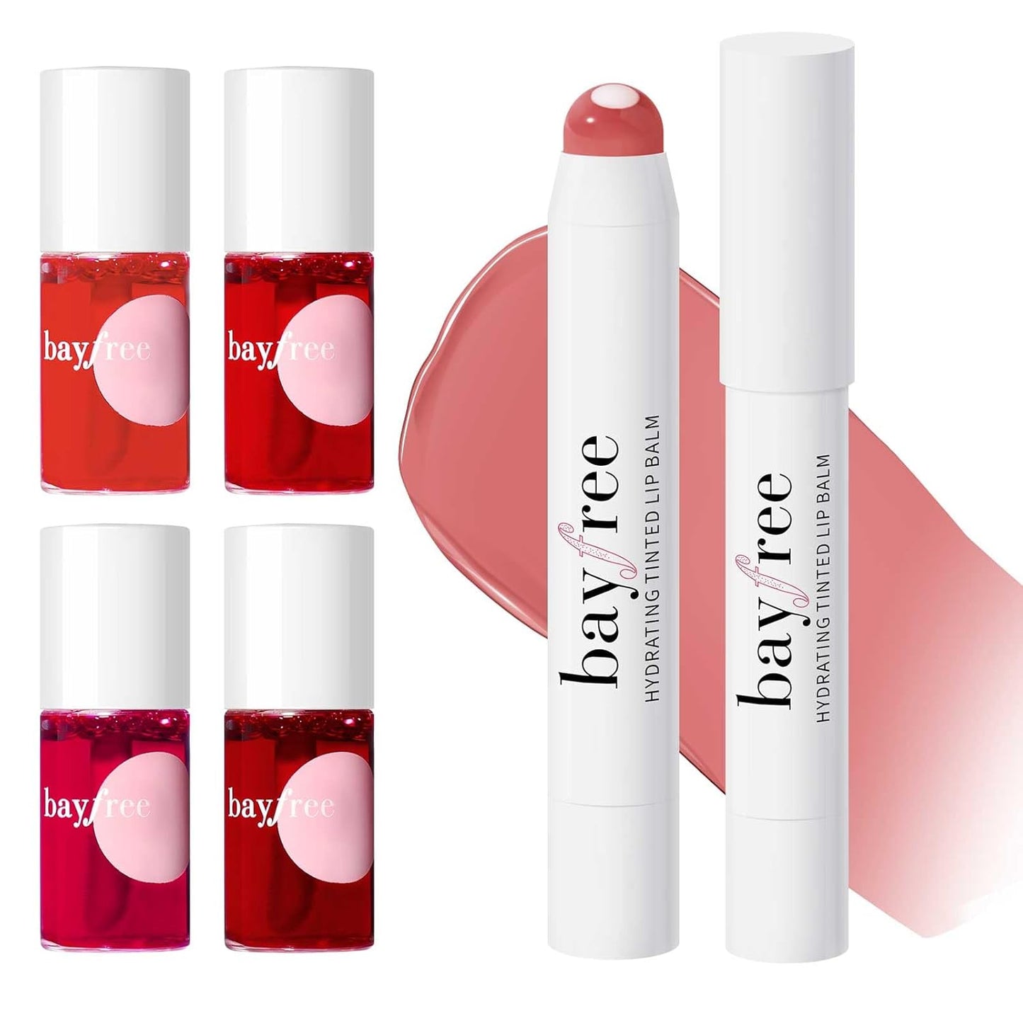 Lip Tint Stain Set Long Lasting Waterproof, Lightweight, Non-sticky, Transfer-Proof & Hydrating Tinted Lip Balm, Natural Gloss Finish, Lightweight