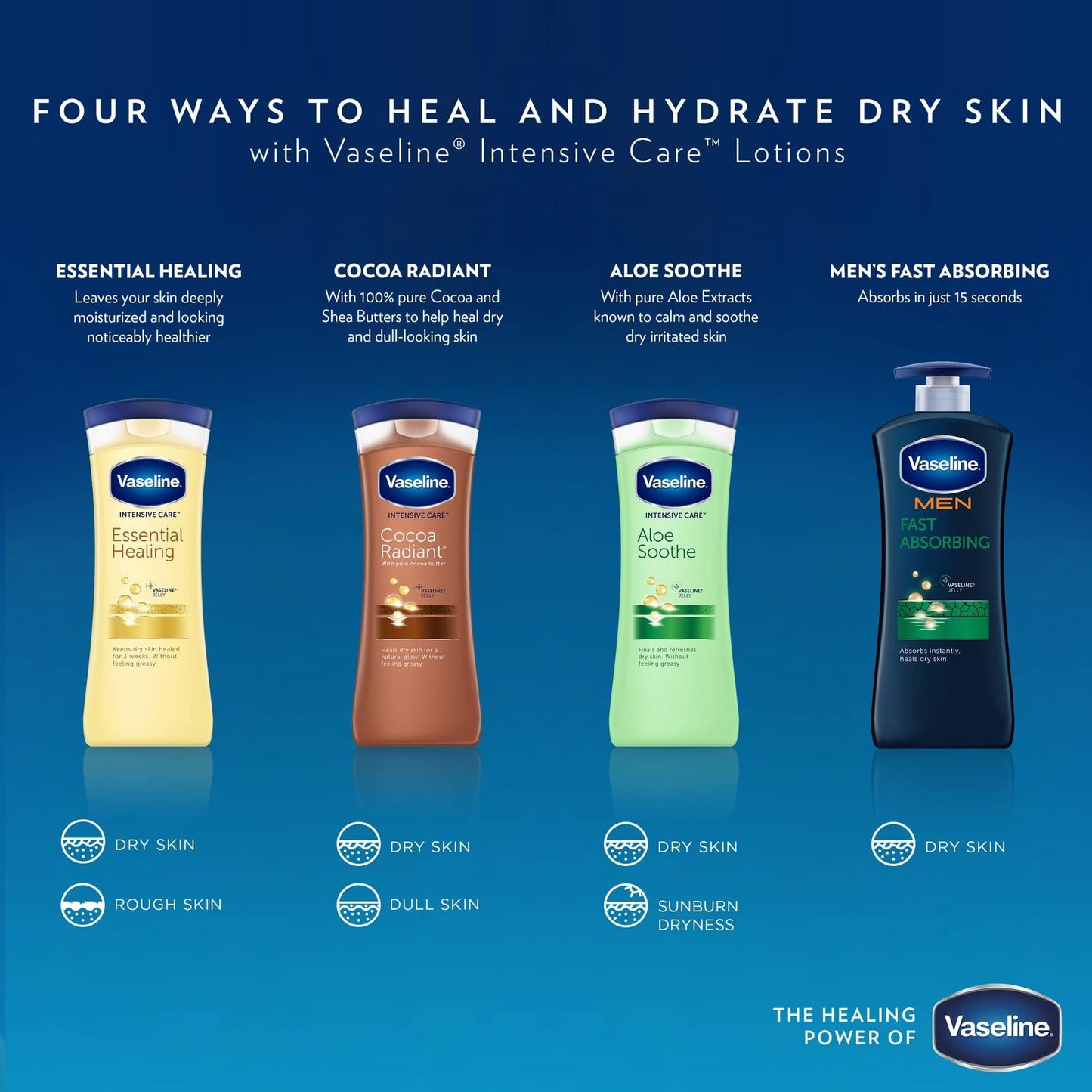 Vaseline Men Healing Moisture Hand and Body Lotion Extra Strength 10 oz