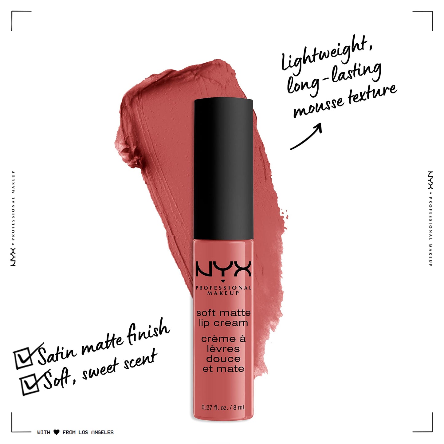 NYX PROFESSIONAL MAKEUP Soft Matte Lip Cream, Lightweight Liquid Lipstick - Abu Dhabi (Deep Rose-Beige)