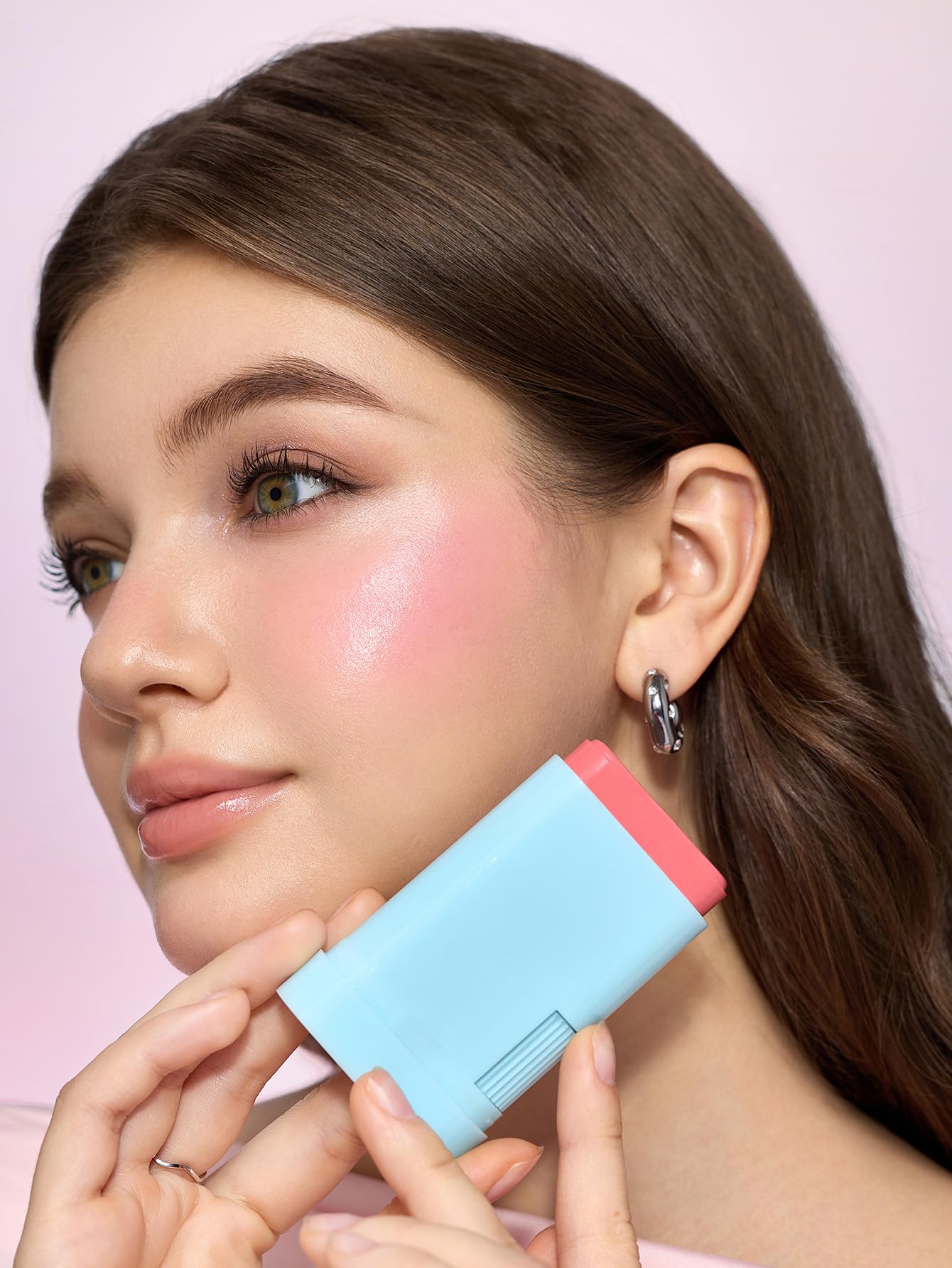 SHEGLAM Glass Glow Blush Stick Cream for Cheek and Lip, Waterproof Hydrating Tinted Solid Moisturizer Blendable Natural Grow Nude Face Blush Makeup-Stunner